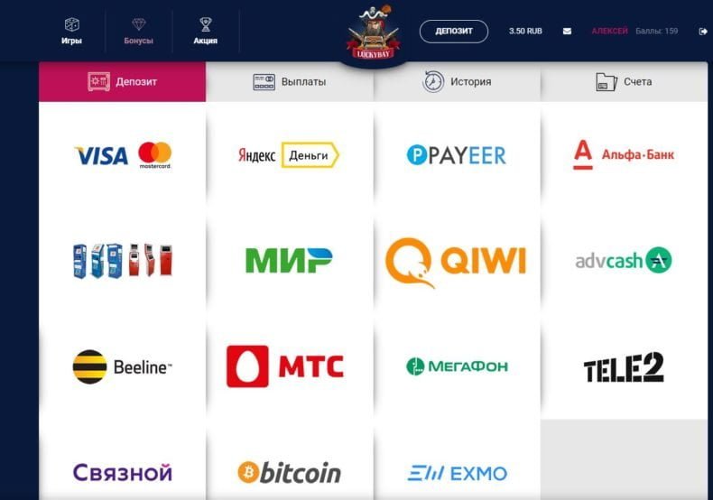 депозиты и вывод денег из казино