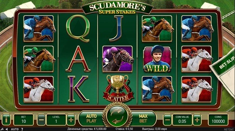 Дизайн слота Scudamore's Super Stakes