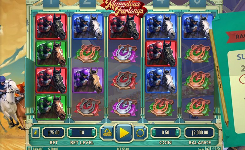 Геймплей слота Marvelous Furlongs