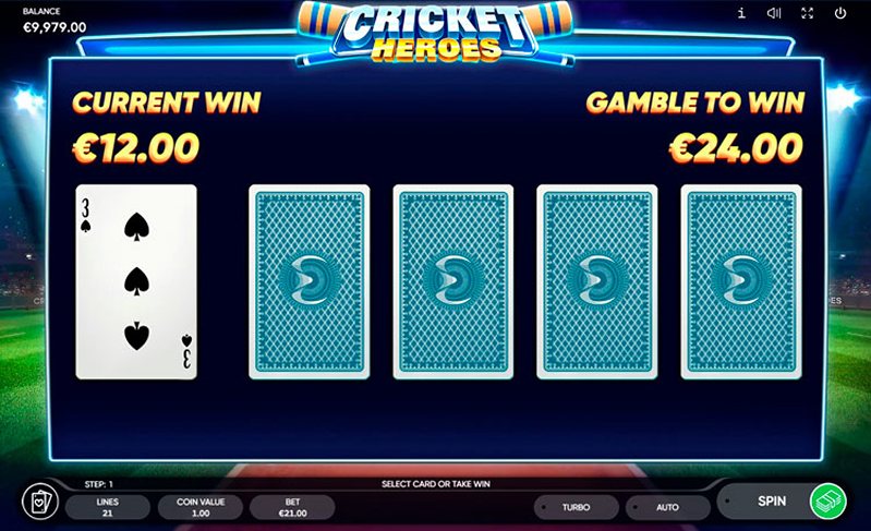 Геймбл-раунд слота Cricket Heroes