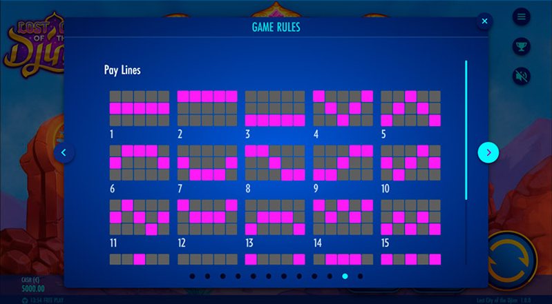 Линии слота Lost City of the Djinn