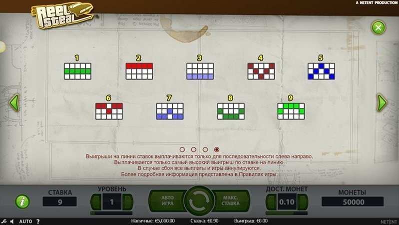 Линии слота Reel Steal
