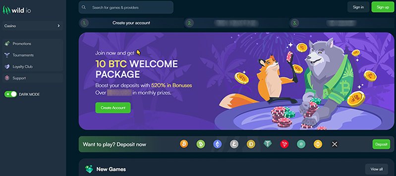 Сайт казино Wild io