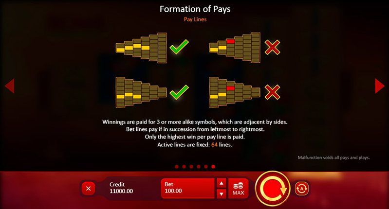 Линии слота Rome- Caesar’s Glory